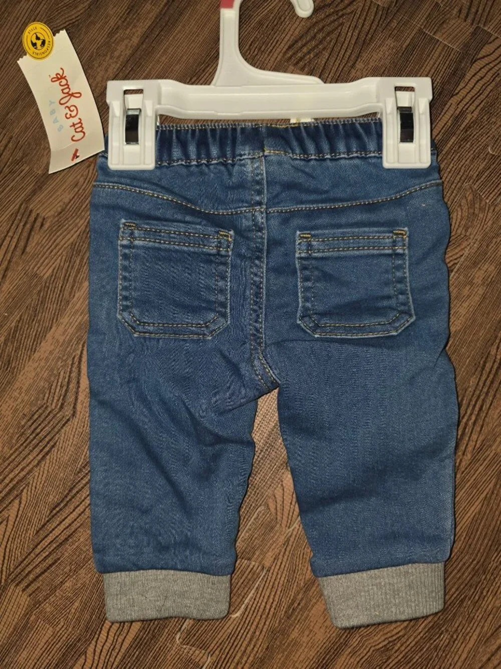Baby Cat & Jack Newborn Jogger Jeans With Stretch Waistband & Cuffed Ankles - Bl